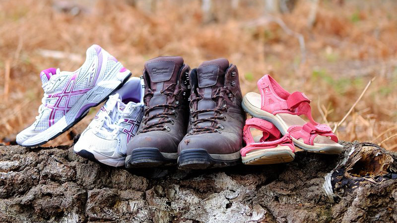 Row of walking boots